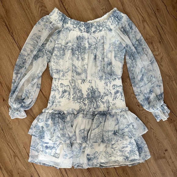 Blue Off the Shoulder Mini Dress - Picture 5 of 6